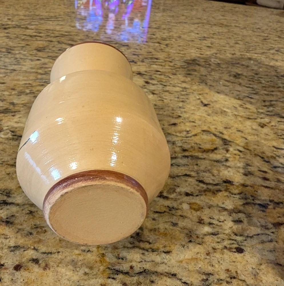 Handcrafted Ceramic Vase with Floral Design. Vintage.